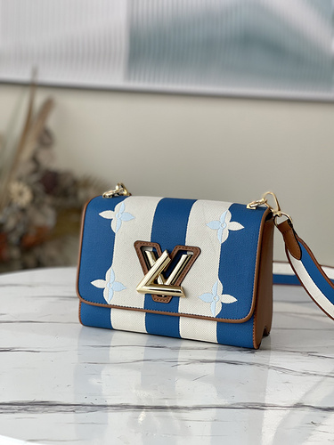 model number m57659 blue stripe Twist medium number handbag-cc6c3d73